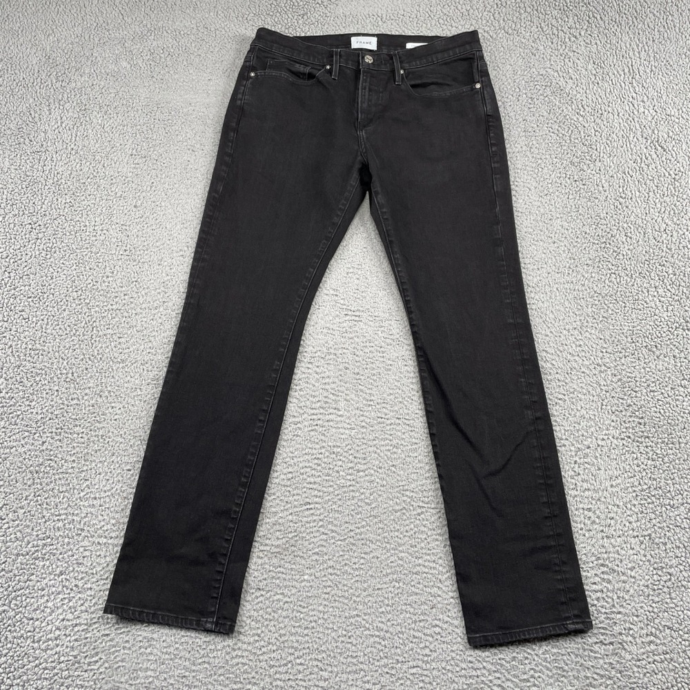 FRAME Jeans Mens 34 Black L'Homme Slim Noir Stretch Denim LMH795